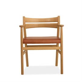 Børge Mogensen stol BM2 med armlæn Eg/sæbe - Lædersæde