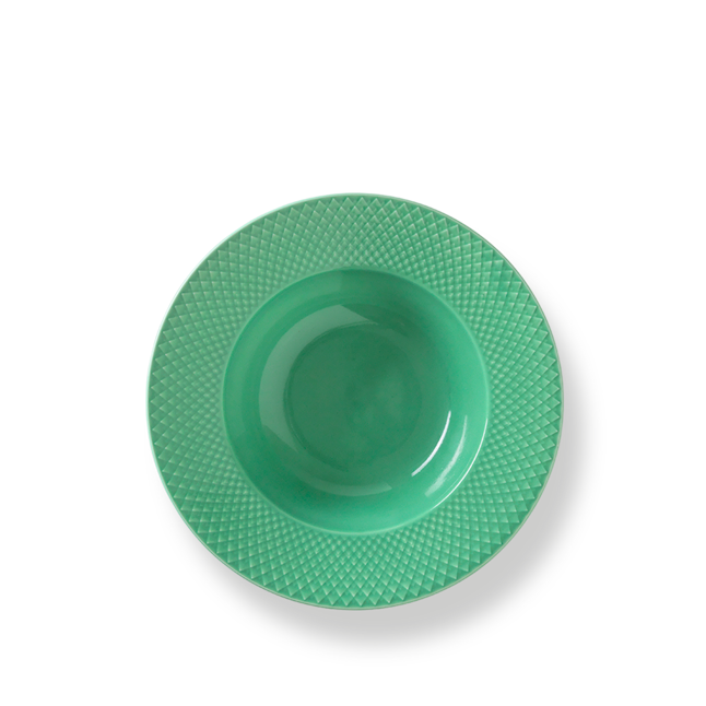 Lyngby Porcelæn Rhombe Dyb tallerken Grøn, Ø 24,5 cm 